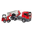 bruder man tgs truck with roll off container and schdffer yard loader photo
