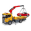 bruder scania super 560r tow truck with light sound module and roadster photo