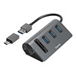 hama 200140 usb hub card reader 5 ports 3x usb a sd microsd incl usb c adapter photo