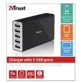 trust 20014 25w wall charger with 5 usb ports black universal extra photo 3