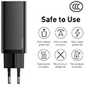 baseus gan2 lite quick charger 2x usb type c 65watt black extra photo 1