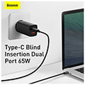 baseus gan2 lite quick charger 2x usb type c 65watt black extra photo 2