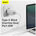 baseus gan2 lite quick charger 2x usb type c 65watt white extra photo 2