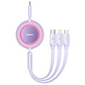 baseus bright mirror 4 retractable type c 3 in 1 cable micro usb c lightning 100w 35a 11m purple extra photo 1