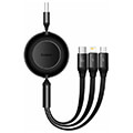 baseus bright mirror 3 retractable type c 3 in 1 cable micro usb c lightning 66w 35a 12m black extra photo 2