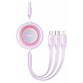 baseus bright mirror 2 retractable type c 3 in 1 cable micro usb c lightning 35a 11m purple extra photo 1