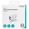 deltaco usb car125 usb car charger 2x usb a 2 4 a total 12 w white extra photo 2
