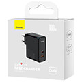 baseus wall charger gan5 pro type c usb 100w 1m cable black extra photo 5