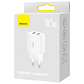 baseus universal wall charger mini dual u 2x usb 21a 105w white extra photo 4