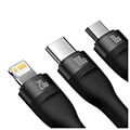 baseus cable 3in1 flash ii usb type c to lightning type c micro usb 15m 35a black 100w extra photo 1
