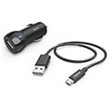 hama 201613 car charger with micro usb charging cable 12 w 10 m black extra photo 1