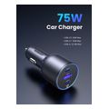 ugreen car chargerec703 75w 325a 1 x usb a 2 x type c black extra photo 1