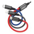 hoco usb a to lightning microusb usb c charging cable x76 3in1 18w 24a 1m multicolor extra photo 1