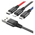 hoco usb a to lightning microusb usb c charging cable x76 3in1 18w 24a 1m multicolor extra photo 2
