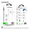 lamtech 3 in 1 charging type c cable to type c lightning micro usb 1m white lam113119 extra photo 3
