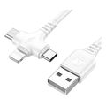 lamtech 3 in 1 charging usb cable to type c lightning micro usb 1m white lam113102 extra photo 1