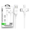 lamtech 3 in 1 charging usb cable to type c lightning micro usb 1m white lam113102 extra photo 2