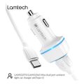 lamtech 2xusb 24a car charger with type c cable 1m white lam112570 extra photo 1