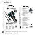 lamtech 2xusb 24a car charger with type c cable 1m black lam112563 extra photo 2