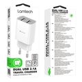 lamtech travel wall charger 21a with 2xusb white lam020694 extra photo 4