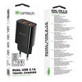 lamtech travel wall charger 21a with 2xusb black lam020748 extra photo 3