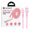 lamtech type c 30a flat charging cable 1m pink lam111825 extra photo 1
