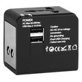 lamtech universal travel adapter with 2 usb ports ac 6a black lam113829 extra photo 4