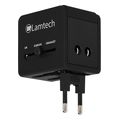 lamtech universal travel adapter with 2 usb ports ac 6a black lam113829 extra photo 5