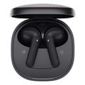 qcy air dark grey semi ear tws earbuds quad mic enc multi point connection leather grain case extra photo 3