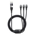 baseus flash series iii 3in1 100w 5a usb a type c to lightning 2 x type cable 15m black extra photo 3