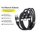 baseus flash series iii 3in1 100w 5a usb a type c to lightning 2 x type cable 15m black extra photo 5