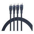 baseus flash series iii 3in1 100w 5a type c to 3 x type c cable 15m blue extra photo 1