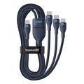 baseus flash series iii 3in1 100w 5a type c to 3 x type c cable 15m blue extra photo 4