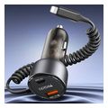 yesido y57 car charger 50w 3a 1 x usb a 1 x usb c with lightning cable black extra photo 1