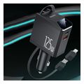 yesido y71 display car charger 125w 3a 1 x usb a 1 x usb c with usb c lightning cable black extra photo 1