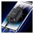yesido yc69 display 30w 3a wall charger 1 x usb a 2 x usb c black extra photo 1