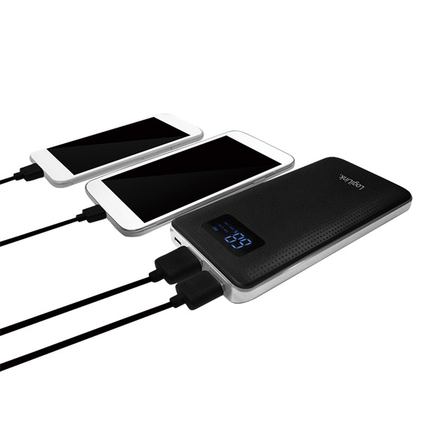 LogiLink Power Bank Portatile 7800 MAh Con Rivestimento Effetto Pelle, Compatto E Resistente
