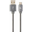 cablexpert cc usb2s amcm 1m bg premium spiral metal type c usb charging data cable 1m metallic grey photo