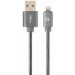 cablexpert cc usb2s amlm 1m bg premium spiral metal 8 pin charging and data cable 1m metallic grey photo