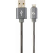 cablexpert cc usb2s amlm 2m bg premium spiral metal 8 pin charging and data cable 2m metallic grey photo