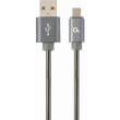 cablexpert cc usb2s ammbm 1m bg premium spiral metal micro usb charging data cable 1m metallic grey photo