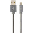 cablexpert cc usb2s ammbm 2m bg premium spiral metal micro usb charging data cable 2m metallic grey photo