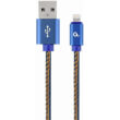 cablexpert cc usb2j amlm 1m bl premium jeans denim 8 pin cable with metal connectors 1m blue photo
