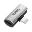 baseus adapter hf from working with apple lightning to 2x apple lightning silver black photo