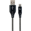 cablexpert cc usb2b amcm 1m bw cotton braided charging cable usb type c black white 1 m photo