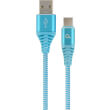 cablexpert cc usb2b amcm 1m vw cotton braided charging cable usb type c blue white 1 m photo