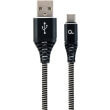 cablexpert cc usb2b amcm 2m bw cotton braided charging cable usb type c black white 2 m photo