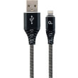 cablexpert cc usb2b amlm 1m bw premium cotton braided 8 pin charging cable black white 1m photo