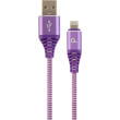 cablexpert cc usb2b amlm 1m pw premium cotton braided 8 pin charging cable purple white 1 m photo