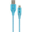 cablexpert cc usb2b amlm 1m vw premium cotton braided 8 pin charging cable blue white 1 m photo